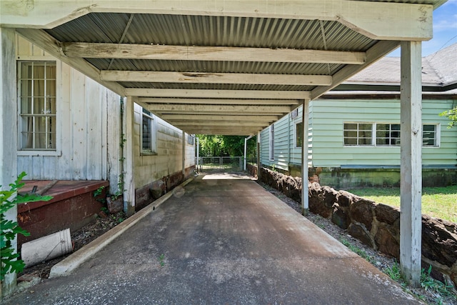 view of parking featuring a carport