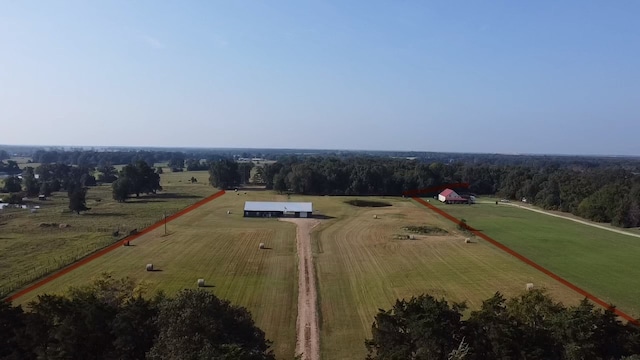 drone / aerial view with a rural view