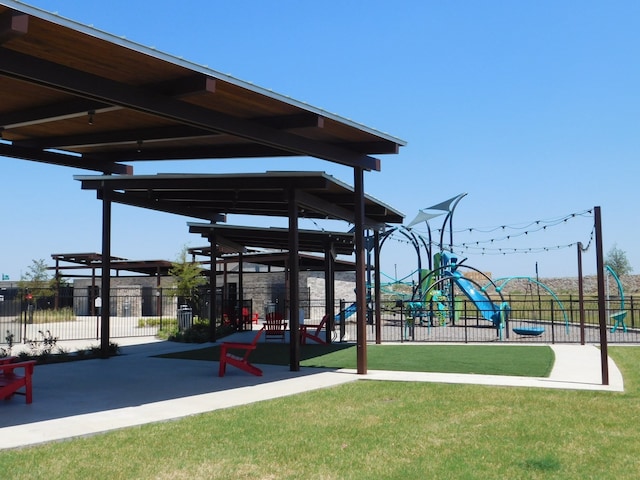 view of play area with a lawn