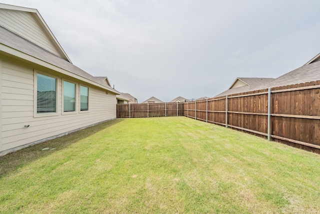 view of yard with a fenced backyard