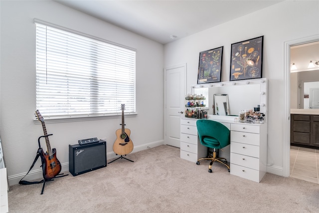 office with light carpet