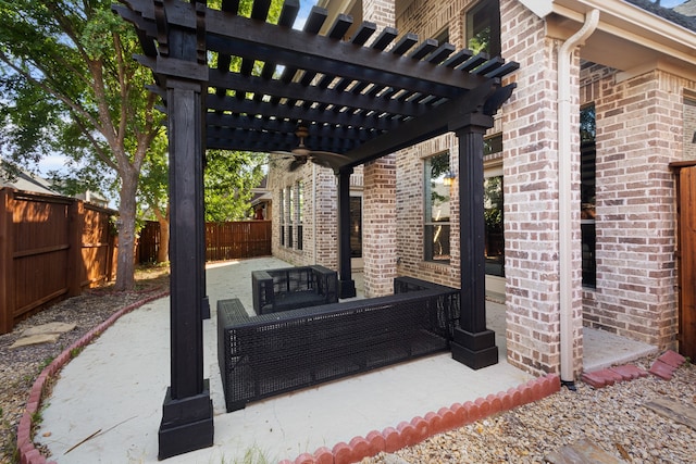 view of patio featuring a pergola