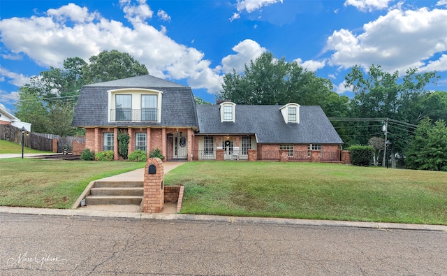 view of front of home featuring a front yard and a porch