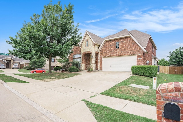 view of front of home featuring a garage and a front yard