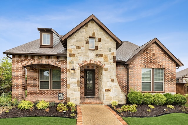 view of front of house featuring a front lawn