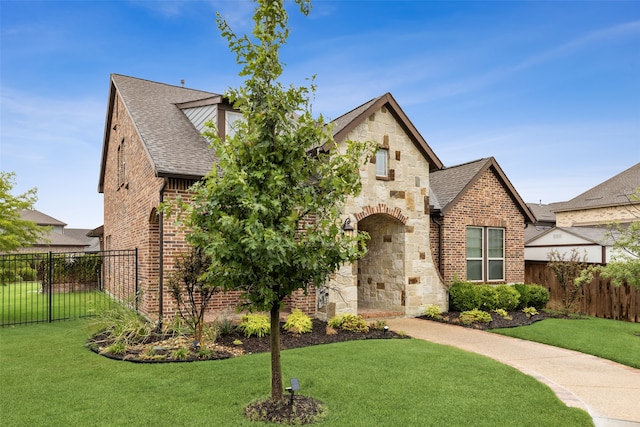 view of front of house with a front lawn