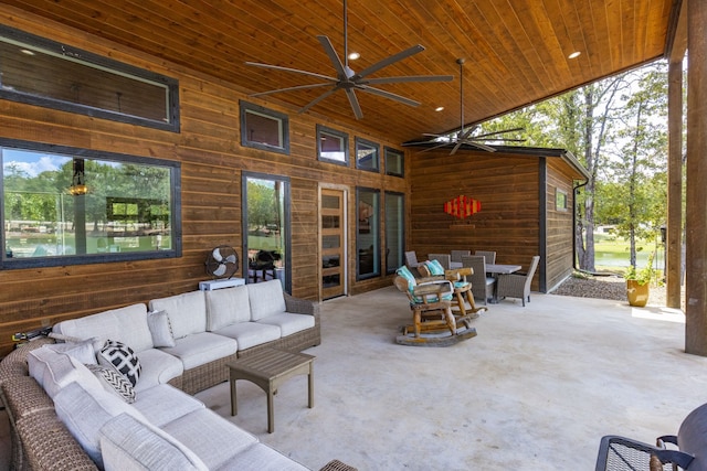 view of patio / terrace featuring outdoor lounge area and ceiling fan