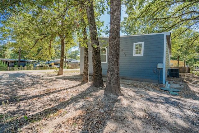 exterior space featuring central air condition unit