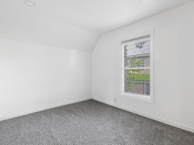 additional living space featuring carpet flooring and lofted ceiling