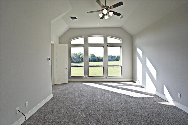 168 Falcon Point Dr, Heath, TX 75032 - carpeted spare room with vaulted ceiling and ceiling fan