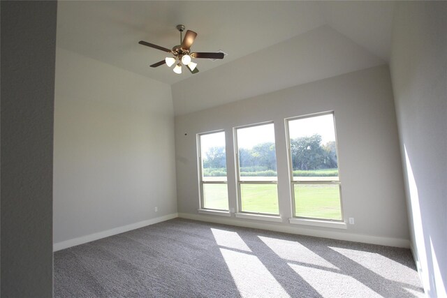 168 Falcon Point Dr, Heath, TX 75032 - spare room featuring lofted ceiling, carpet flooring, and ceiling fan