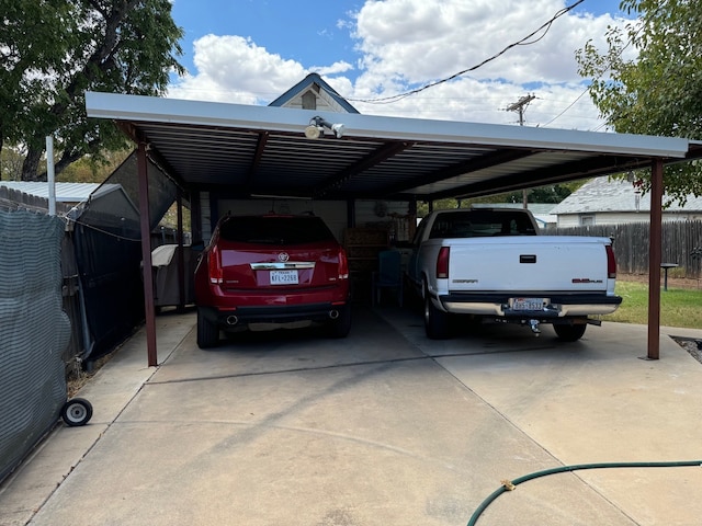 view of car parking featuring a carport