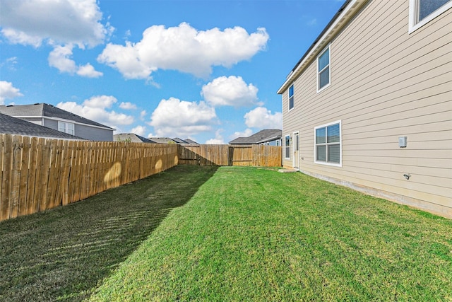 view of yard featuring a fenced backyard