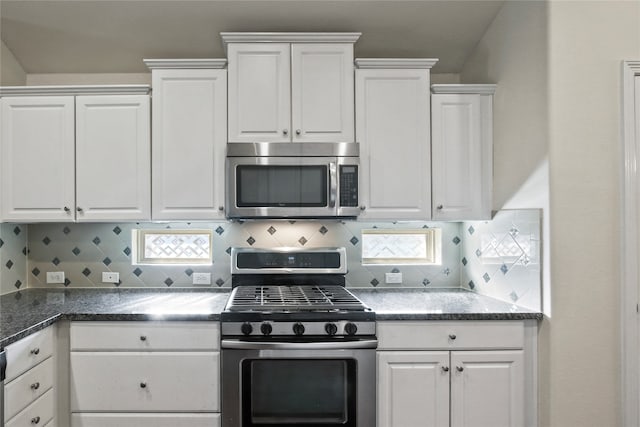 kitchen with white cabinetry and stainless steel appliances