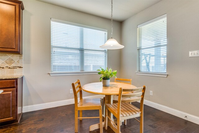 dining room featuring dark hardwood / wood-style flooring and a wealth of natural light