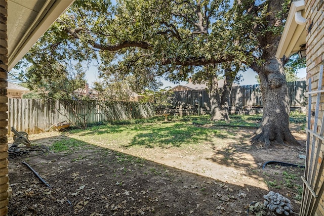 view of yard featuring a fenced backyard