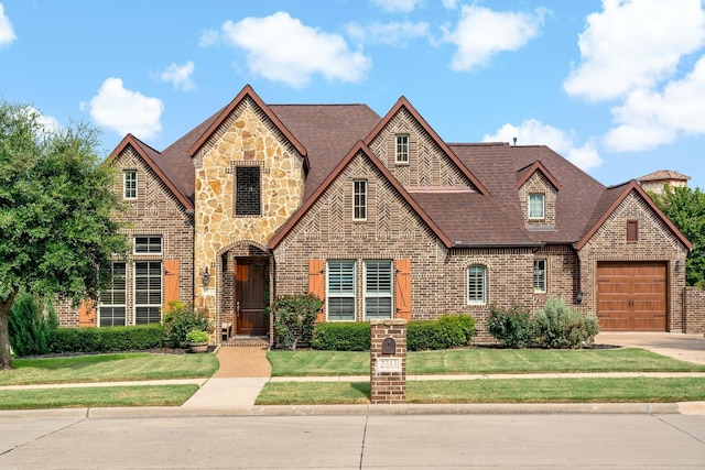 tudor house with a front yard