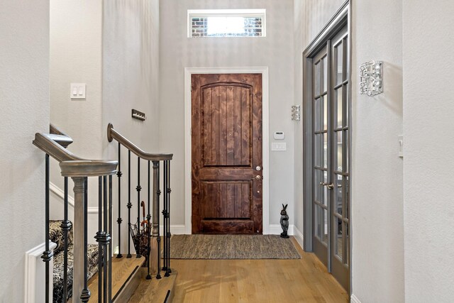 foyer entrance featuring wood-type flooring