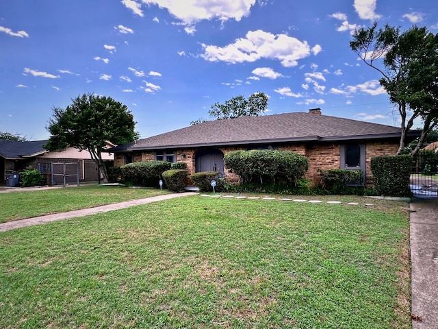 single story home featuring a front yard