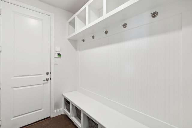 mudroom featuring dark hardwood / wood-style floors