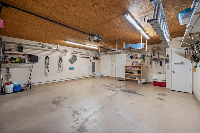 garage with a garage door opener