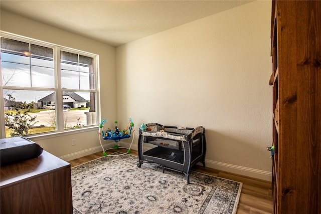 living area featuring hardwood / wood-style flooring