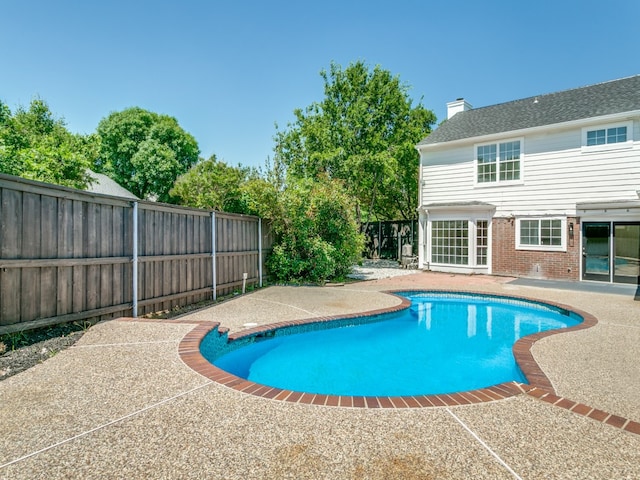 view of swimming pool featuring a patio