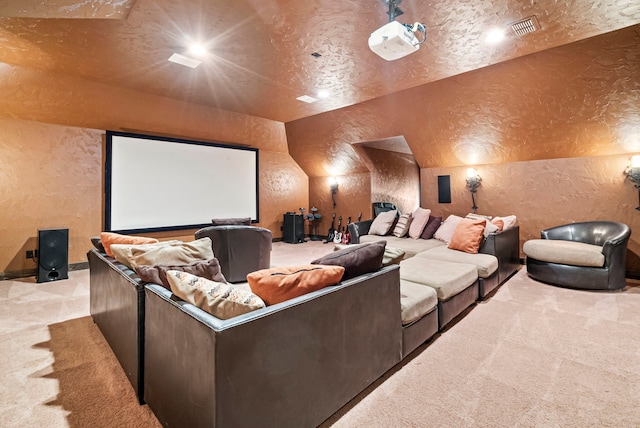 view of carpeted home theater