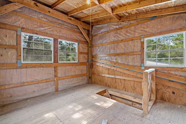 misc room with wooden walls