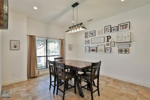 view of tiled dining space