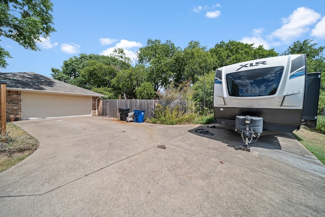 exterior space with a garage