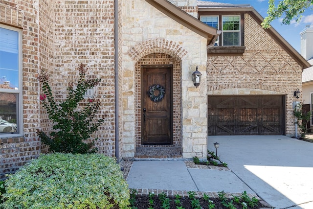 entrance to property with a garage