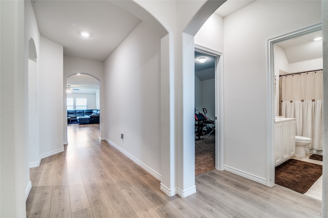 hall featuring light hardwood / wood-style floors