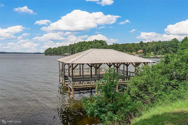 dock area featuring a water view