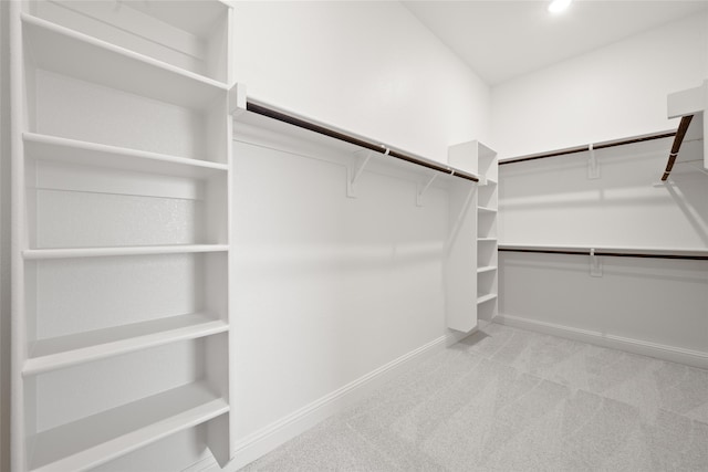 spacious closet with light carpet