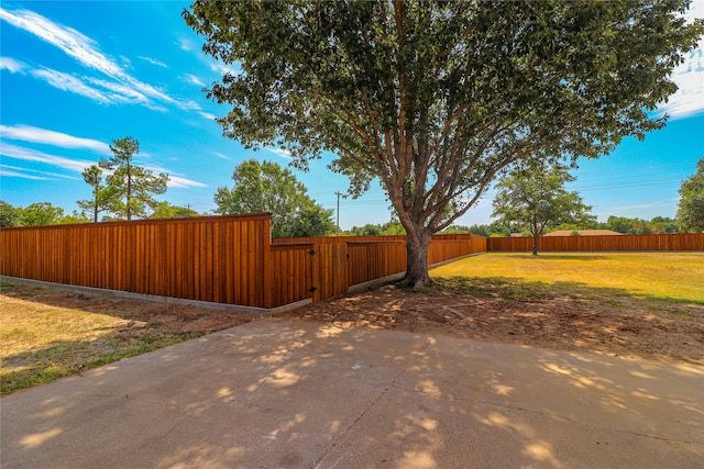 view of yard with fence private yard and a gate