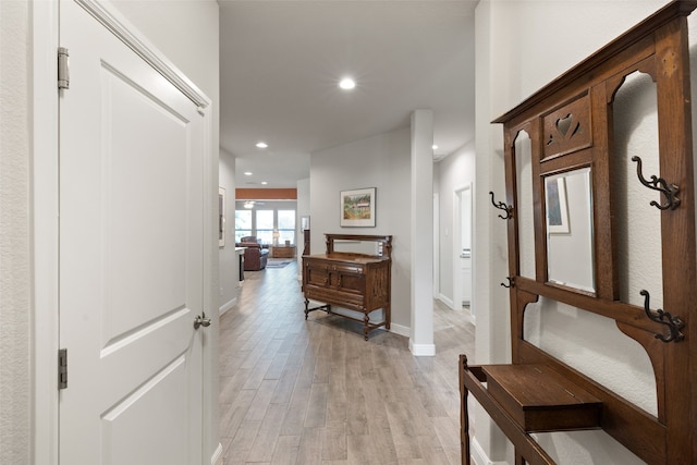 hall featuring light hardwood / wood-style flooring