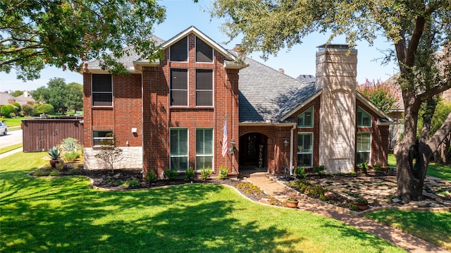 view of front of property featuring a front yard