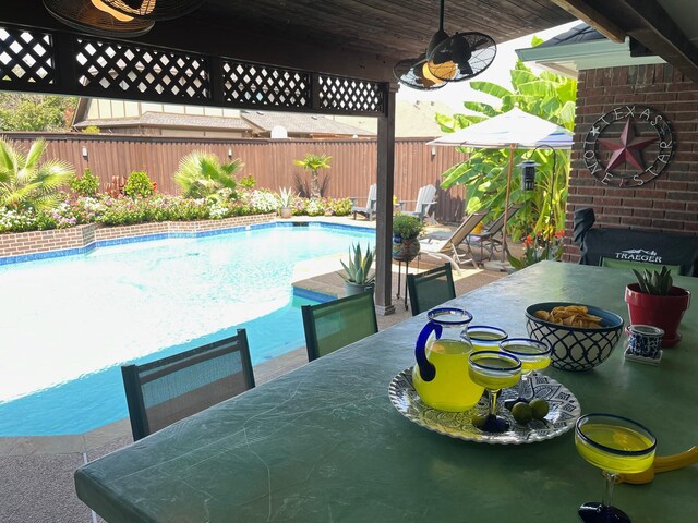 view of pool featuring a patio