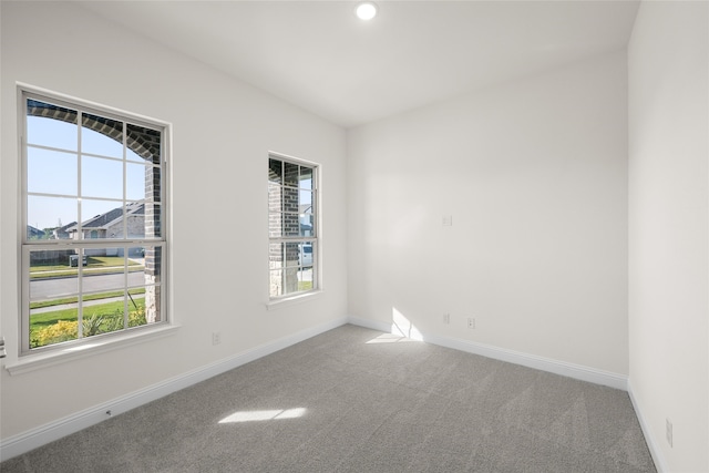 unfurnished room with carpet floors and plenty of natural light