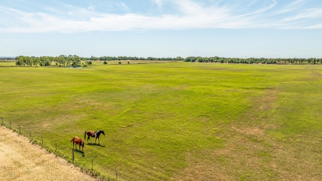 view of property's community featuring a lawn and a rural view