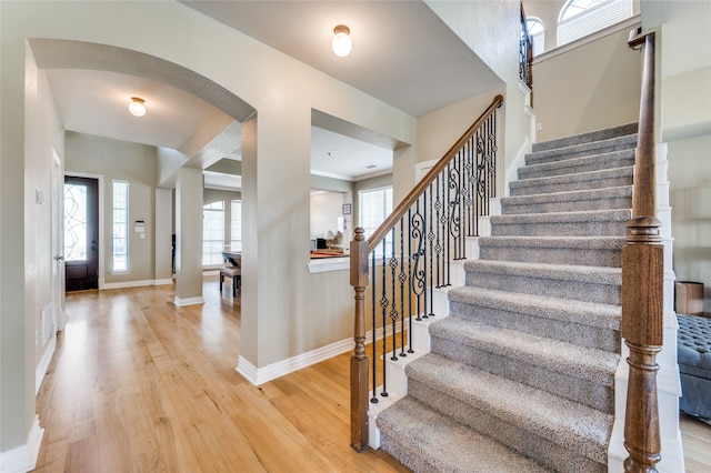 foyer featuring hardwood / wood-style floors