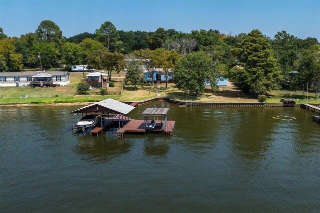 dock area featuring a water view