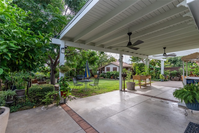 view of patio / terrace featuring ceiling fan