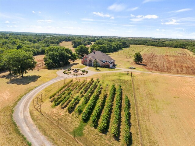 bird's eye view with a rural view