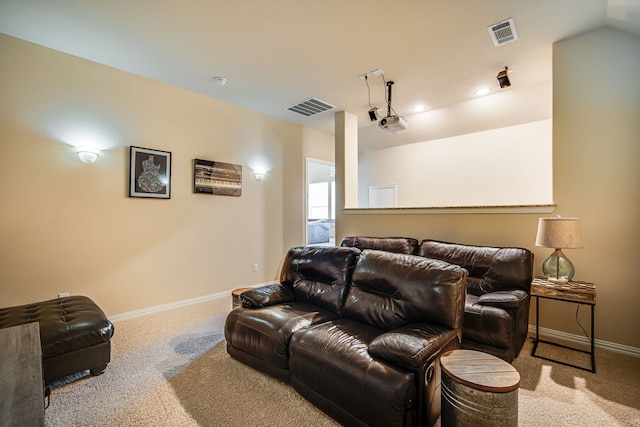 view of carpeted home theater