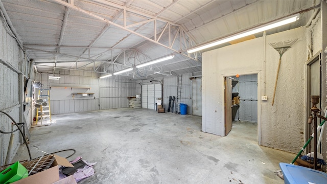 garage with metal wall