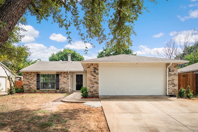 single story home with a garage