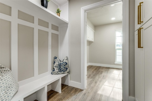 mudroom featuring light hardwood / wood-style floors