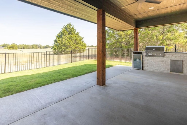 115 Palisades Dr, Gordonville, TX 76245 - view of patio featuring exterior kitchen, area for grilling, sink, and ceiling fan